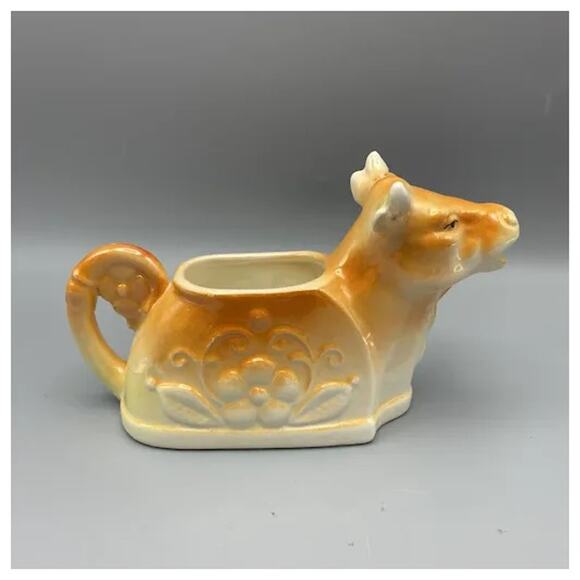 Vintage Ceramic Cow Creamer Orange Tan Made in Czechoslovakia‎ - Picture 3 of 7